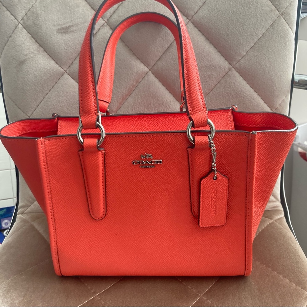 Coach Orange Leather small Tote Bag